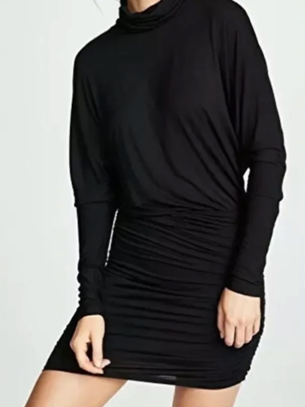 Veronica Beard Jeans Manda Black Ruched TurtlenecK Dress NWT dolman sleeve LBD